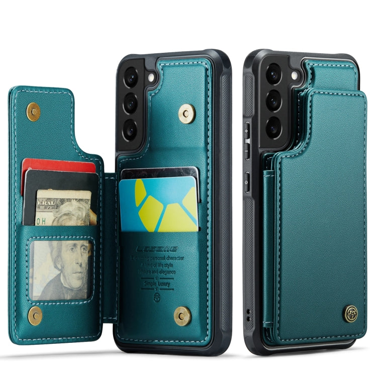 For Samsung Galaxy S21 5G CaseMe C22 Card Slots Holder RFID Anti-theft Phone Case(Blue Green) - Galaxy S21 5G Cases by CaseMe | Online Shopping South Africa | PMC Jewellery | Buy Now Pay Later Mobicred