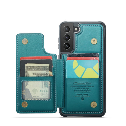 For Samsung Galaxy S21+ 5G CaseMe C22 Card Slots Holder RFID Anti-theft Phone Case(Blue Green) - Galaxy S21+ 5G Cases by CaseMe | Online Shopping South Africa | PMC Jewellery | Buy Now Pay Later Mobicred