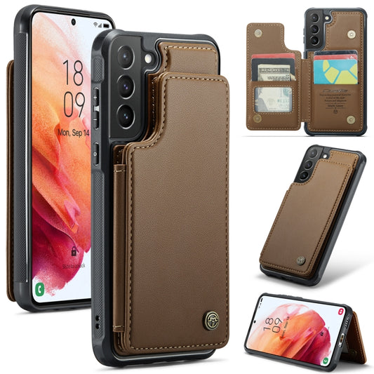 For Samsung Galaxy S21+ 5G CaseMe C22 Card Slots Holder RFID Anti-theft Phone Case(Brown) - Galaxy S21+ 5G Cases by CaseMe | Online Shopping South Africa | PMC Jewellery | Buy Now Pay Later Mobicred