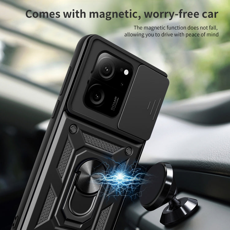 For Xiaomi 13T/13T Pro/Redmi K60 Ultra Sliding Camera Cover Design TPU Hybrid PC Phone Case(Black) - Redmi K60 Ultra Cases by PMC Jewellery | Online Shopping South Africa | PMC Jewellery | Buy Now Pay Later Mobicred