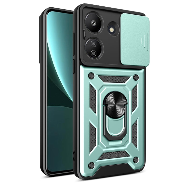 For Xiaomi Redmi 13C 4G Sliding Camera Cover Design TPU Hybrid PC Phone Case(Mint Green) - 13C Cases by PMC Jewellery | Online Shopping South Africa | PMC Jewellery | Buy Now Pay Later Mobicred