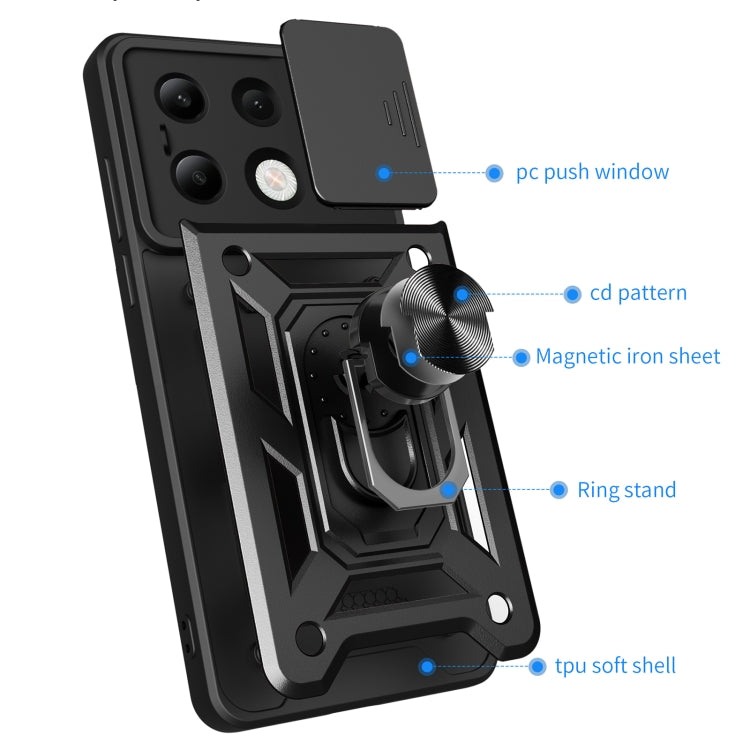 For Xiaomi Redmi Note 13 4G Global Sliding Camera Cover Design TPU Hybrid PC Phone Case(Red) - Note 13 Cases by PMC TechLife | Online Shopping South Africa | PMC TechLife | Buy Now Pay Later Mobicred