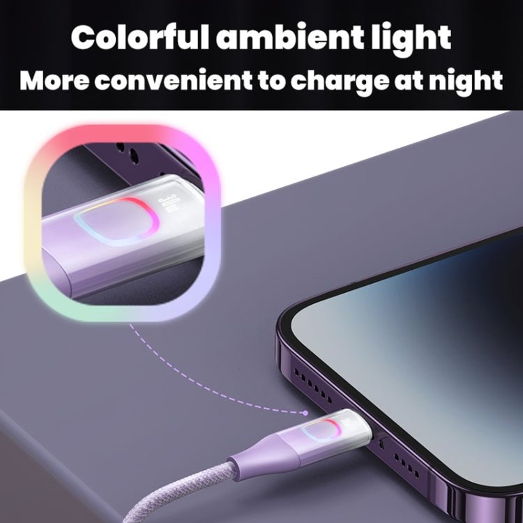 USAMS US-SJ638 1.2m Type-C to 8 Pin PD30W Fast Charging Cable with Colorful Light(Gradient Black) - 2 in 1 Cable by USAMS | Online Shopping South Africa | PMC Jewellery | Buy Now Pay Later Mobicred