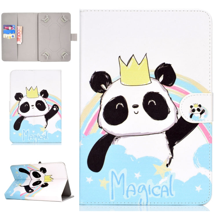 For 10 inch Universal Tablet PC Colored Drawing Pattern Horizontal Flip PU Leather Case with Holder & Card Slot(Crown Panda) - 7 inch by PMC TechLife | Online Shopping South Africa | PMC TechLife | Buy Now Pay Later Mobicred