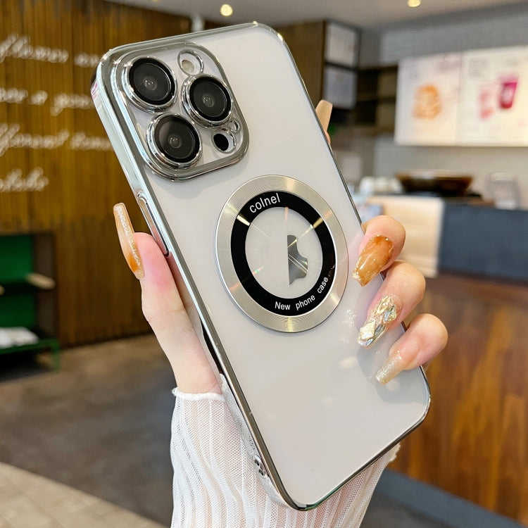 For iPhone 13 Pro Max Transparent Electroplated PC MagSafe Phone Case(Silver) - iPhone 13 Pro Max Cases by PMC TechLife | Online Shopping South Africa | PMC TechLife