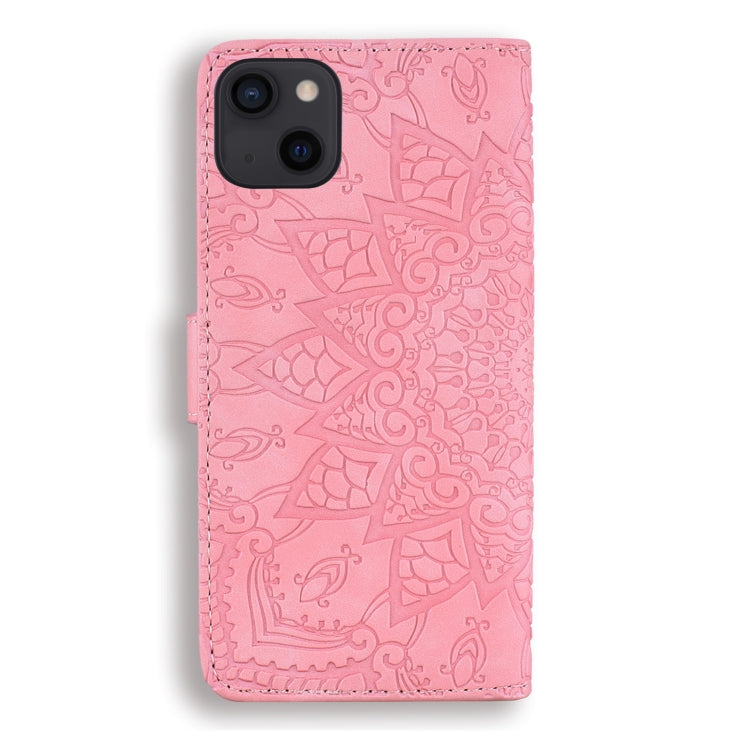 For iPhone 16 Pro Max Mandala Embossed Dual-Fold Calf Leather Phone Case(Pink) - iPhone 16 Pro Max Cases by PMC TechLife | Online Shopping South Africa | PMC TechLife | Buy Now Pay Later Mobicred