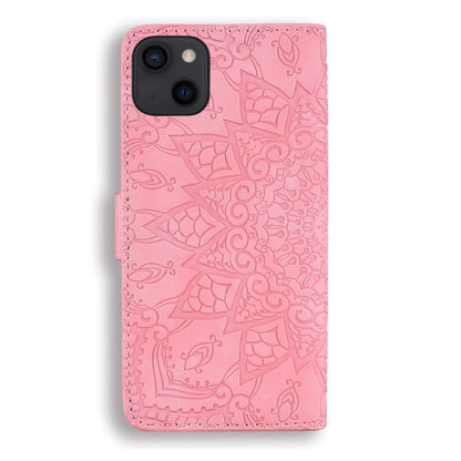 For iPhone 16 Pro Max Mandala Embossed Dual-Fold Calf Leather Phone Case(Pink) - iPhone 16 Pro Max Cases by PMC Jewellery | Online Shopping South Africa | PMC Jewellery | Buy Now Pay Later Mobicred