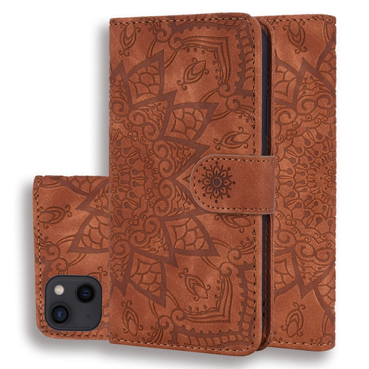 For iPhone 16 Pro Mandala Embossed Dual-Fold Calf Leather Phone Case(Brown) - iPhone 16 Pro Cases by PMC Jewellery | Online Shopping South Africa | PMC Jewellery | Buy Now Pay Later Mobicred