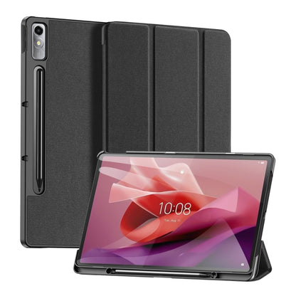 For Lenovo Tab P12 12.7 2023 DUX DUCIS Domo Series Magnetic Flip Leather Tablet Case(Black) - Lenovo by DUX DUCIS | Online Shopping South Africa | PMC Jewellery | Buy Now Pay Later Mobicred