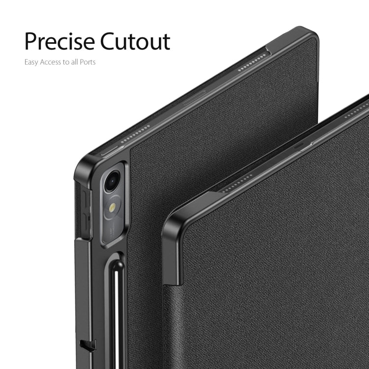 For Lenovo Tab P12 12.7 2023 DUX DUCIS Domo Series Magnetic Flip Leather Tablet Case(Black) - Lenovo by DUX DUCIS | Online Shopping South Africa | PMC Jewellery | Buy Now Pay Later Mobicred