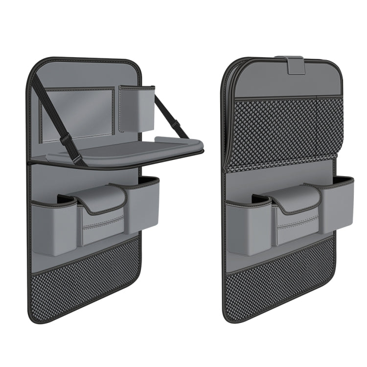 4041 Napa Texture Leather Car Seat Back Storage Bag Folding Dining Table(Grey) - Stowing Tidying by PMC TechLife | Online Shopping South Africa | PMC TechLife | Buy Now Pay Later Mobicred