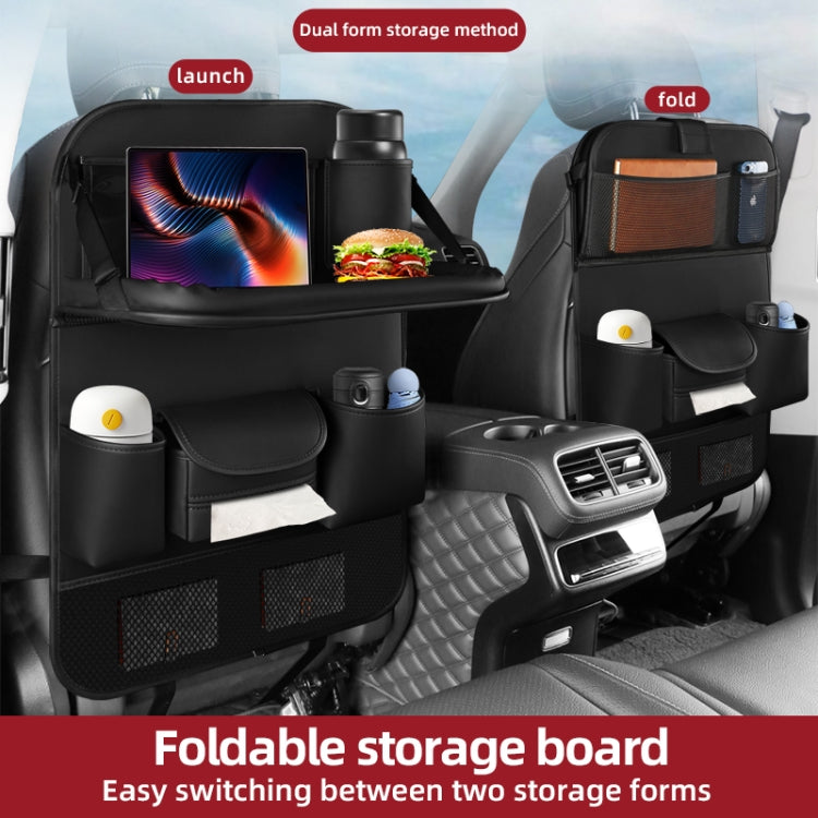 4041 Napa Texture Leather Car Seat Back Storage Bag Folding Dining Table(Grey) - Stowing Tidying by PMC TechLife | Online Shopping South Africa | PMC TechLife | Buy Now Pay Later Mobicred