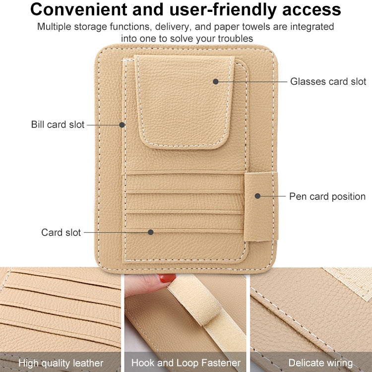 Car Litchi Texture Hanging Tissue Box Sun Visor Card Storage Clip(Beige) - Sunglasses & Glasses Clips by PMC Jewellery | Online Shopping South Africa | PMC Jewellery | Buy Now Pay Later Mobicred