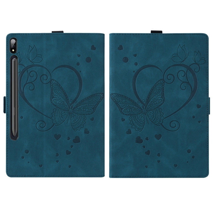 For Samsung Galaxy Tab S9 FE+ Love Butterfly Embossed Leather Tablet Case(Blue) - Galaxy Tab S9 FE+ by PMC Jewellery | Online Shopping South Africa | PMC Jewellery | Buy Now Pay Later Mobicred