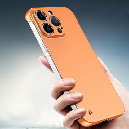 For iPhone 15 Frameless Metallic Paint Hybrid PC Phone Case(Orange) - iPhone 15 Cases by PMC Jewellery | Online Shopping South Africa | PMC Jewellery | Buy Now Pay Later Mobicred