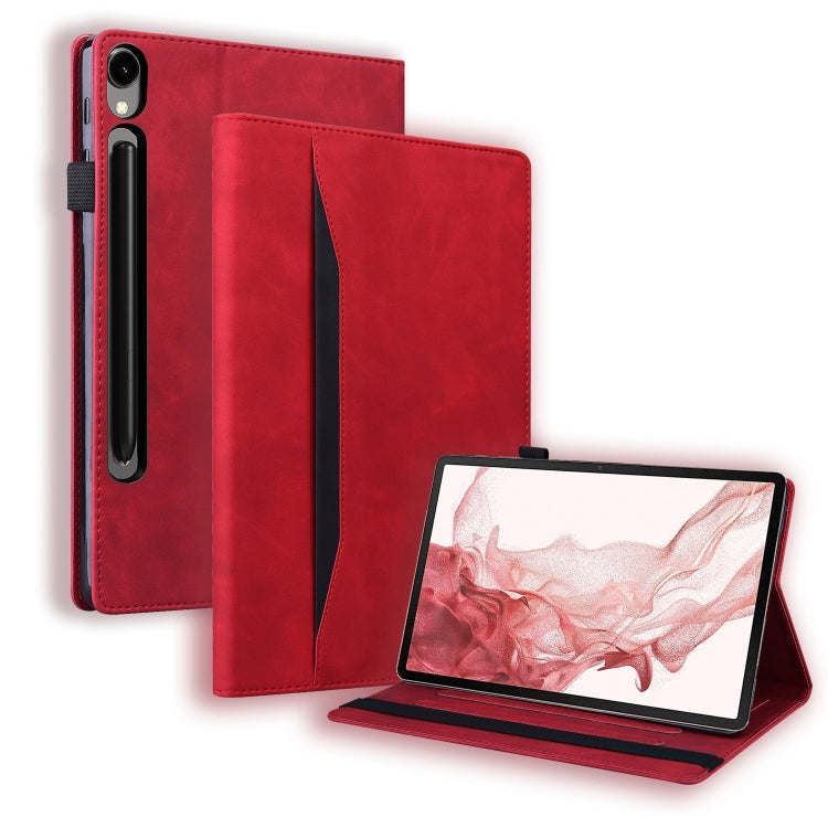 For Samsung Galaxy Tab S9 FE+ Splicing Shockproof Leather Tablet Case(Red) - Galaxy Tab S9 FE+ by PMC Jewellery | Online Shopping South Africa | PMC Jewellery | Buy Now Pay Later Mobicred