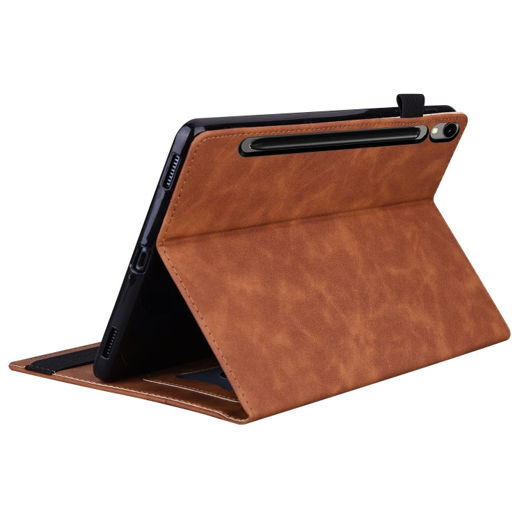 For Samsung Galaxy Tab S9 Ultra /S8 Ultra Splicing Shockproof Leather Tablet Case(Brown) - Galaxy Tab S9 Ultra Cases by PMC Jewellery | Online Shopping South Africa | PMC Jewellery | Buy Now Pay Later Mobicred