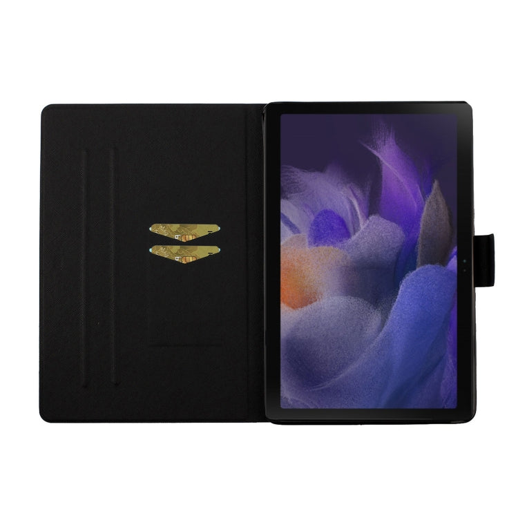 For Samsung Galaxy Tab A9+ Flower Pattern Horizontal Flip PU Tablet Case with Sleep / Wake-up Function(Blue Flower On White) - Galaxy Tab A9+ by PMC TechLife | Online Shopping South Africa | PMC TechLife