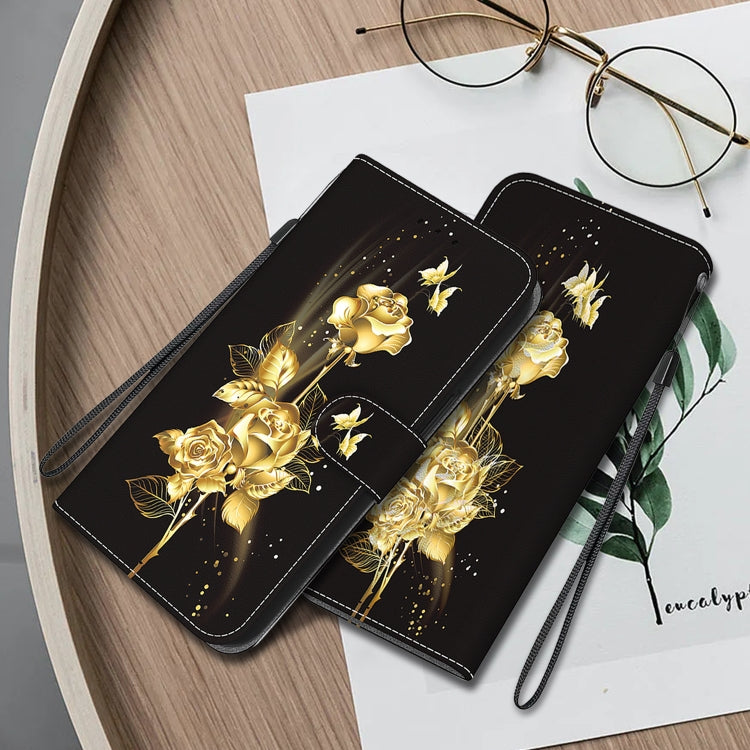 For Google Pixel 9 Pro Crystal Texture Colored Drawing Leather Phone Case(Gold Butterfly Rose) - Google Cases by PMC TechLife | Online Shopping South Africa | PMC TechLife | Buy Now Pay Later Mobicred
