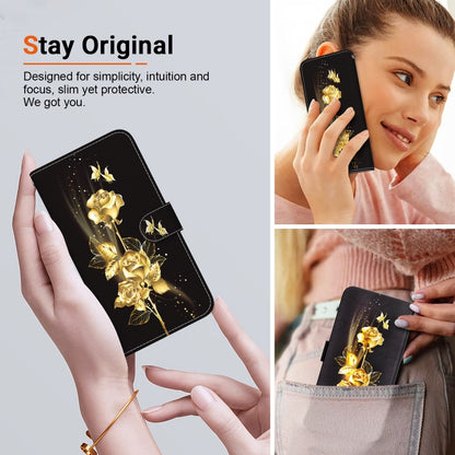 For Google Pixel 9 Pro Crystal Texture Colored Drawing Leather Phone Case(Gold Butterfly Rose) - Google Cases by PMC Jewellery | Online Shopping South Africa | PMC Jewellery | Buy Now Pay Later Mobicred