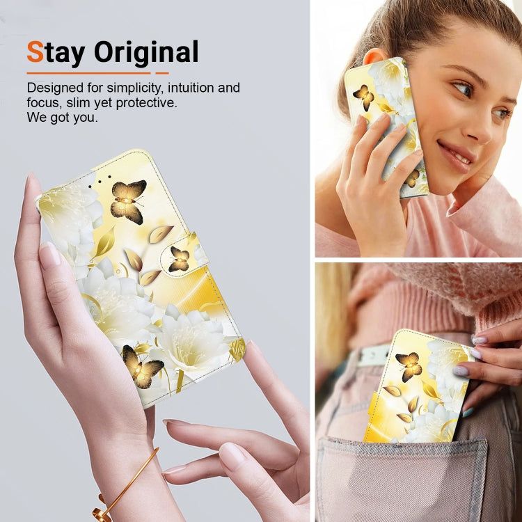 For Google Pixel 9 Pro Crystal Texture Colored Drawing Leather Phone Case(Gold Butterfly Epiphyllum) - Google Cases by PMC TechLife | Online Shopping South Africa | PMC TechLife | Buy Now Pay Later Mobicred