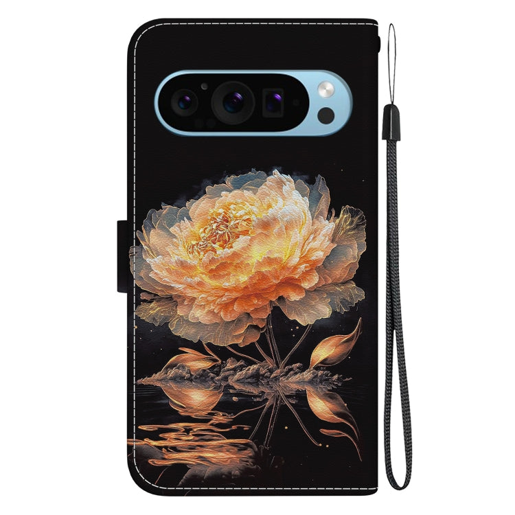 For Google Pixel 9 Crystal Texture Colored Drawing Leather Phone Case(Gold Peony) - Google Cases by PMC Jewellery | Online Shopping South Africa | PMC Jewellery | Buy Now Pay Later Mobicred