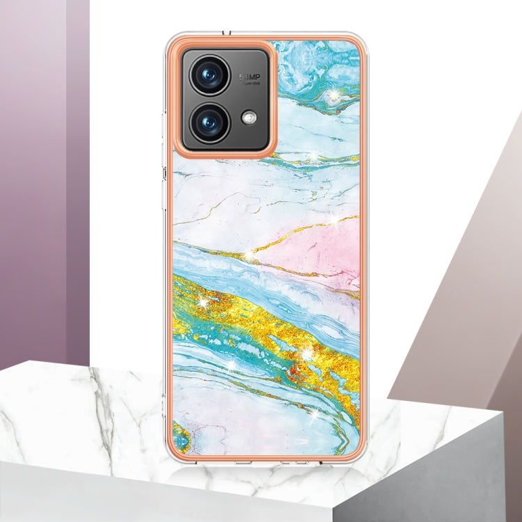 For Motorola Moto G84 Electroplating Marble Dual-side IMD Phone Case(Green 004) - Motorola Cases by PMC TechLife | Online Shopping South Africa | PMC TechLife | Buy Now Pay Later Mobicred