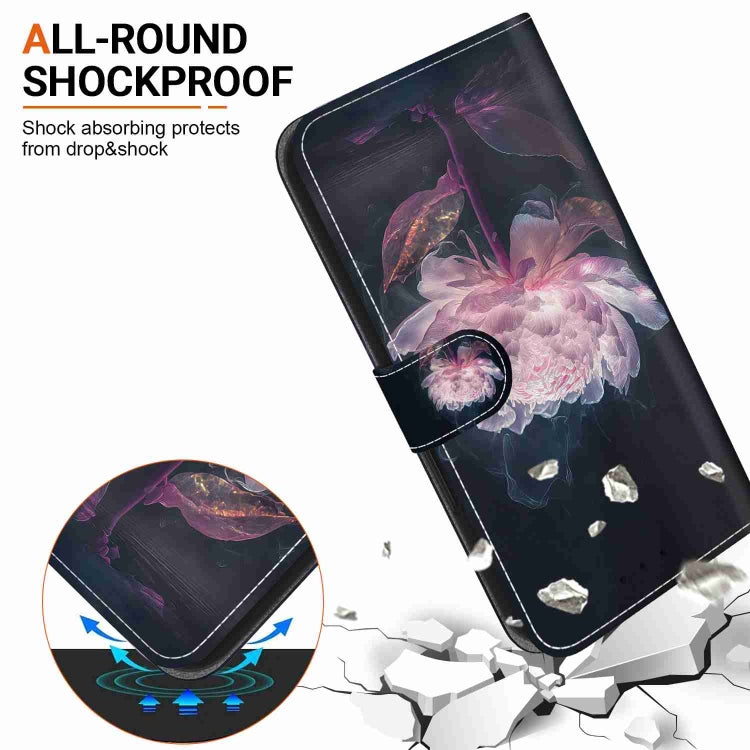 For Honor 50 Lite Crystal Texture Colored Drawing Leather Phone Case(Purple Peony) - Honor Cases by PMC Jewellery | Online Shopping South Africa | PMC Jewellery | Buy Now Pay Later Mobicred