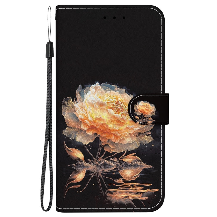 For Honor Magic6 Pro Crystal Texture Colored Drawing Leather Phone Case(Gold Peony) - Honor Cases by PMC Jewellery | Online Shopping South Africa | PMC Jewellery | Buy Now Pay Later Mobicred