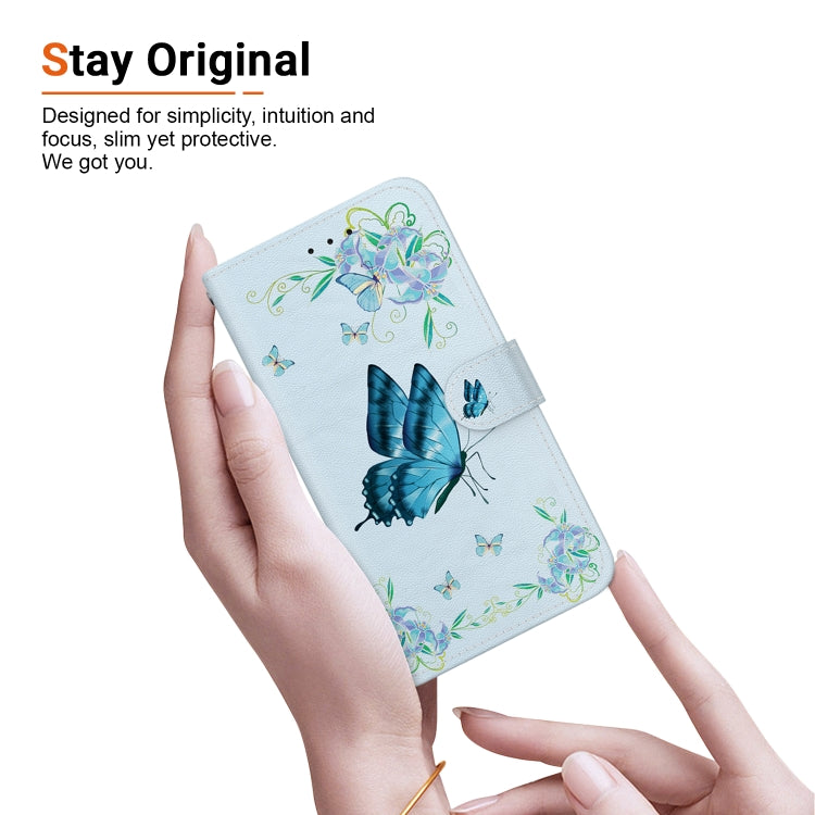For iPhone 16e Crystal Texture Colored Drawing Leather Phone Case(Blue Pansies) - free shipping - PMC TechLife - Order now!