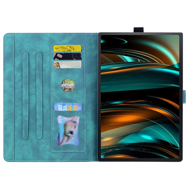 For Lenovo Xiaoxin Pad Pro 12.7 2025 Cartoon Sakura Cat Embossed Leather Tablet Case(Green) - Lenovo by PMC TechLife | Online Shopping South Africa | PMC TechLife | Buy Now Pay Later Mobicred