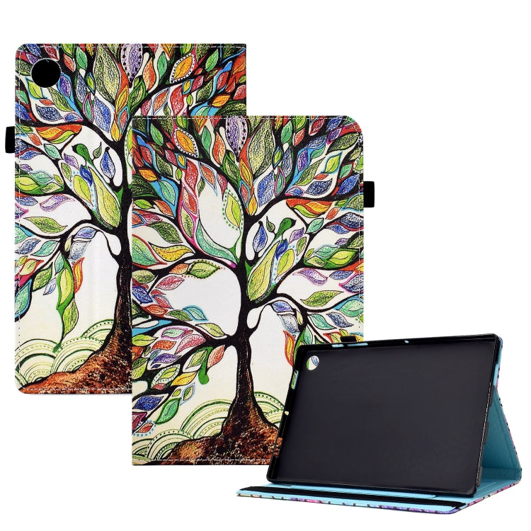 For Samsung Galaxy Tab A9+ Colored Drawing Stitching Elastic Band Leather Smart Tablet Case(Life Tree) - Galaxy Tab A9+ by PMC Jewellery | Online Shopping South Africa | PMC Jewellery