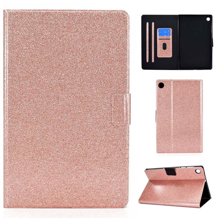 For Samsung Galaxy Tab A9 Glitter Powder Leather Tablet Case(Rose Gold) - Galaxy Tab A9 by PMC Jewellery | Online Shopping South Africa | PMC Jewellery