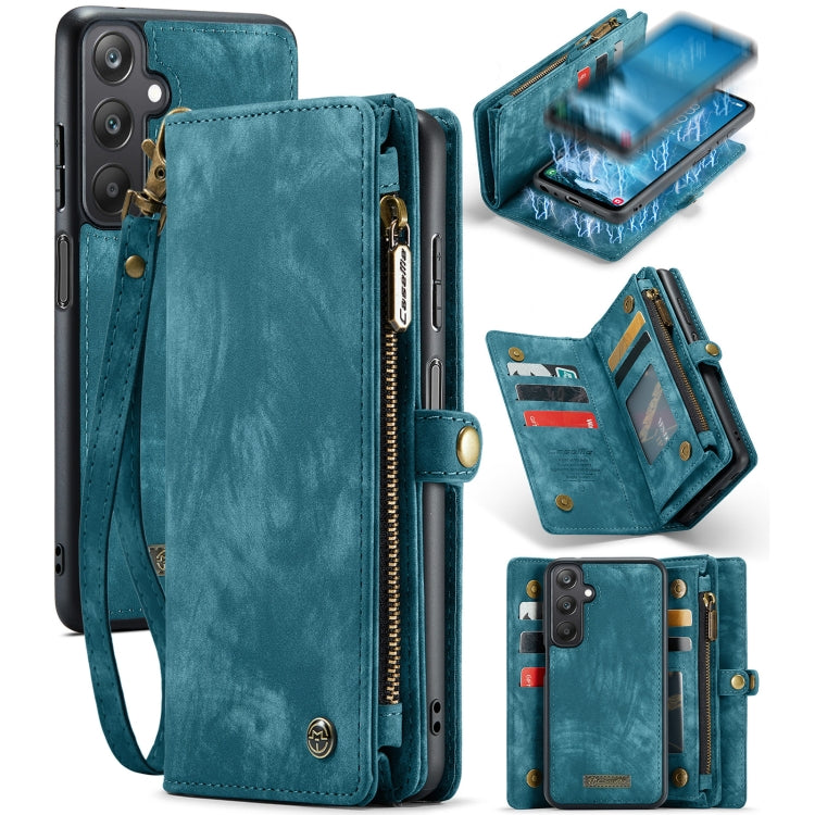 For Samsung Galaxy A25 4G CaseMe 008 Multifunctional Zipper Wallet Leather Phone Case with Lanyard(Blue) - Galaxy Phone Cases by CaseMe | Online Shopping South Africa | PMC Jewellery | Buy Now Pay Later Mobicred