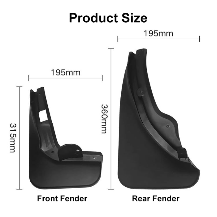 For Mercedes-Benz C-Class W205 2007-2010 4pcs/Set Car Auto Soft Plastic Splash Flaps Fender Guard - Mudguards by PMC Jewellery | Online Shopping South Africa | PMC Jewellery | Buy Now Pay Later Mobicred