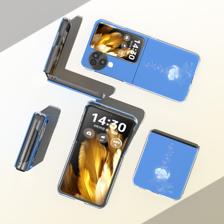 For OPPO Find N3 Flip Painted Pattern PC Phone Case(Blue Flower) - Find N3 Flip Cases by PMC TechLife | Online Shopping South Africa | PMC TechLife | Buy Now Pay Later Mobicred
