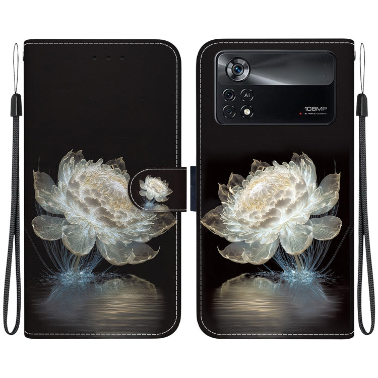 For Xiaomi Poco X4 Pro 5G Crystal Texture Colored Drawing Leather Phone Case(Crystal Peony) - Xiaomi Cases by PMC Jewellery | Online Shopping South Africa | PMC Jewellery | Buy Now Pay Later Mobicred