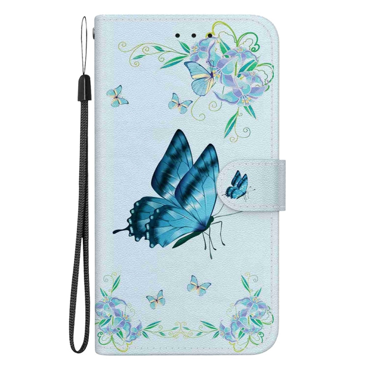 For OPPO A38 4G / A18 Crystal Texture Colored Drawing Leather Phone Case(Blue Pansies) - A38 Cases by PMC TechLife | Online Shopping South Africa | PMC TechLife | Buy Now Pay Later Mobicred