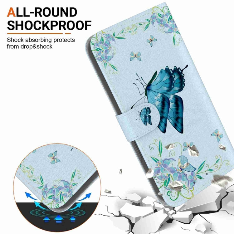 For OPPO A38 4G / A18 Crystal Texture Colored Drawing Leather Phone Case(Blue Pansies) - A38 Cases by PMC TechLife | Online Shopping South Africa | PMC TechLife | Buy Now Pay Later Mobicred