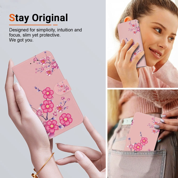 For OPPO Reno11 F Global Crystal Texture Colored Drawing Leather Phone Case(Cherry Blossoms) - Reno11 F Cases by PMC Jewellery | Online Shopping South Africa | PMC Jewellery | Buy Now Pay Later Mobicred