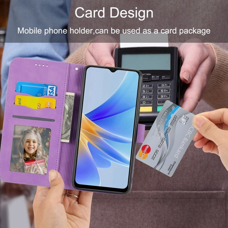 For iPhone 16e Dierfeng Dream Line TPU + PU Leather Phone Case(Purple) - iPhone 16e Cases by PMC TechLife | Online Shopping South Africa | PMC TechLife | Buy Now Pay Later Mobicred