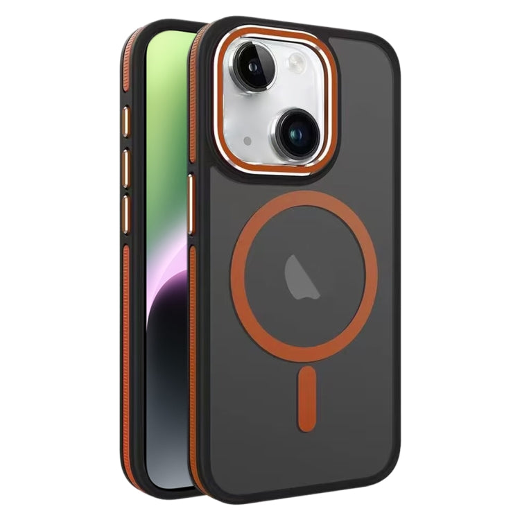 For iPhone 14 / 13 Two-color Frosted MagSafe Magnetic Phone Case(Orange) - iPhone 14 Cases by PMC Jewellery | Online Shopping South Africa | PMC Jewellery