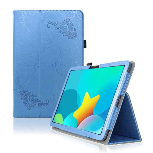 For TCL NxtPaper 11 Flower Embossed Leather Tablet Case with Handrest Strap & Pen Slot(Blue) - Others by PMC Jewellery | Online Shopping South Africa | PMC Jewellery | Buy Now Pay Later Mobicred