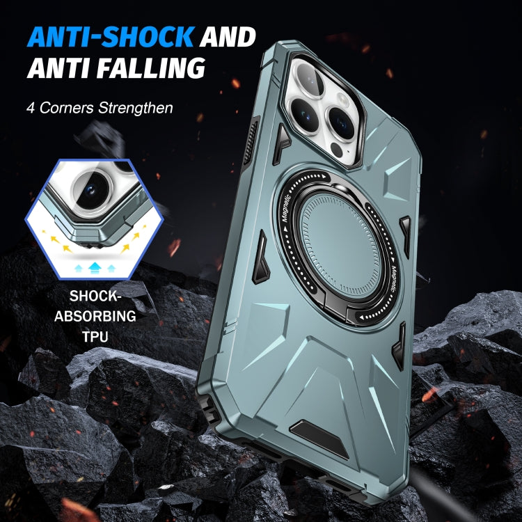 For iPhone 15 Pro MagSafe Magnetic Shockproof Phone Case with Ring Holder(Green) - iPhone 15 Pro Cases by PMC TechLife | Online Shopping South Africa | PMC TechLife