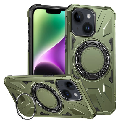 For iPhone 14 Plus MagSafe Magnetic Shockproof Phone Case with Ring Holder(Dark Green) - iPhone 14 Plus Cases by PMC Jewellery | Online Shopping South Africa | PMC Jewellery