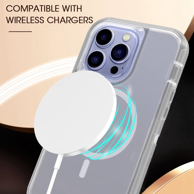 For iPhone 14 Shockproof MagSafe Magnetic Phone Case(Transparent Grey) - iPhone 14 Cases by PMC TechLife | Online Shopping South Africa | PMC TechLife