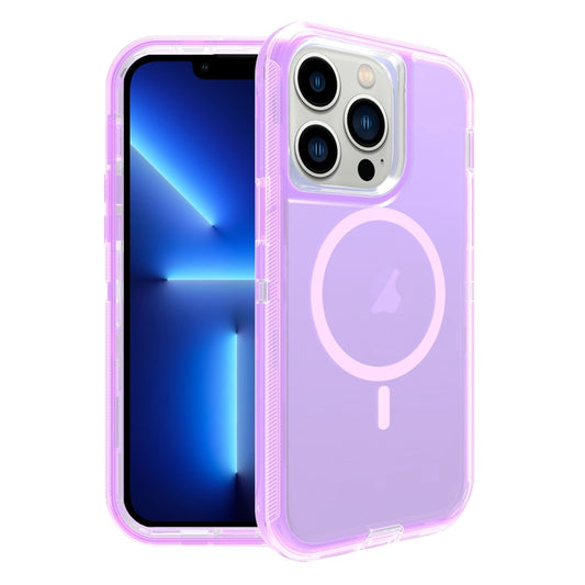 For iPhone 13 Pro Shockproof MagSafe Magnetic Phone Case(Transparent Purple) - iPhone 13 Pro Cases by PMC Jewellery | Online Shopping South Africa | PMC Jewellery