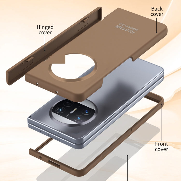 For Huawei Mate X3 Extraordinary Series Hinged Folding Full Coverage Phone Case with Pen Slot & Stylus(Coffee) - Huawei Cases by PMC TechLife | Online Shopping South Africa | PMC TechLife