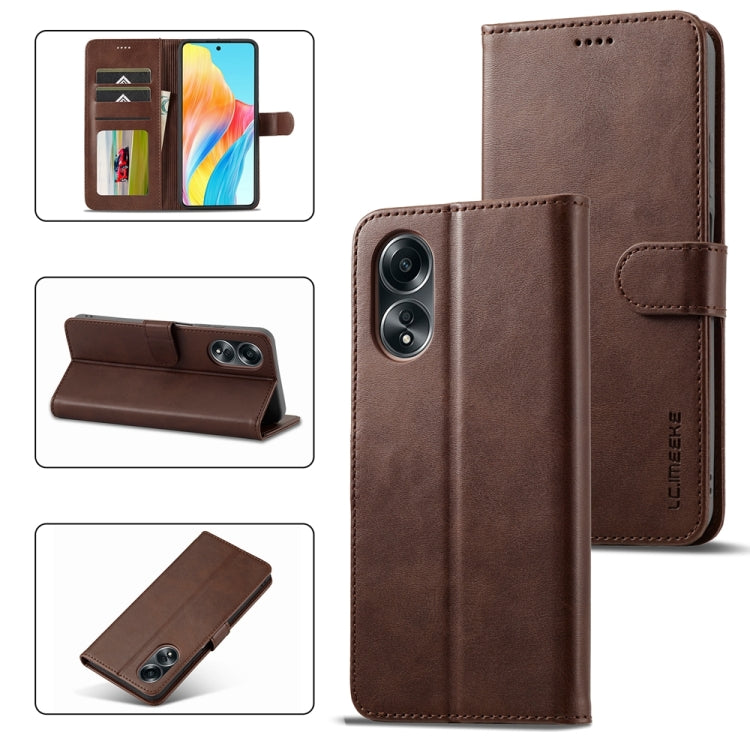 For OPPO Reno8 T 4G LC.IMEEKE Calf Texture Horizontal Flip Leather Case(Brown) - OPPO Cases by LC.IMEEKE | Online Shopping South Africa | PMC TechLife | Buy Now Pay Later Mobicred