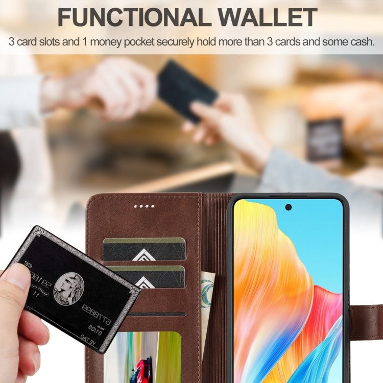 For OPPO Reno8 T 4G LC.IMEEKE Calf Texture Horizontal Flip Leather Case(Brown) - OPPO Cases by LC.IMEEKE | Online Shopping South Africa | PMC TechLife | Buy Now Pay Later Mobicred